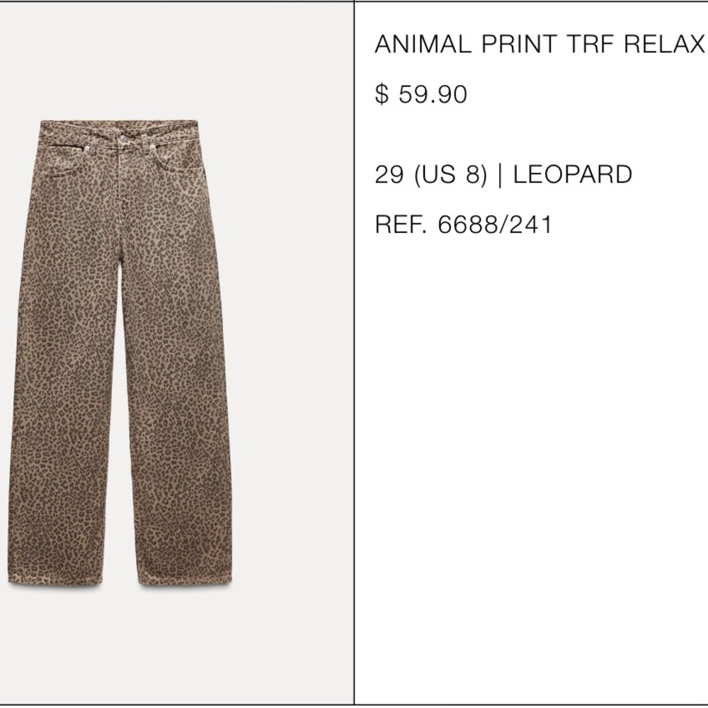 ZARA ANIMAL PRINT JEANS